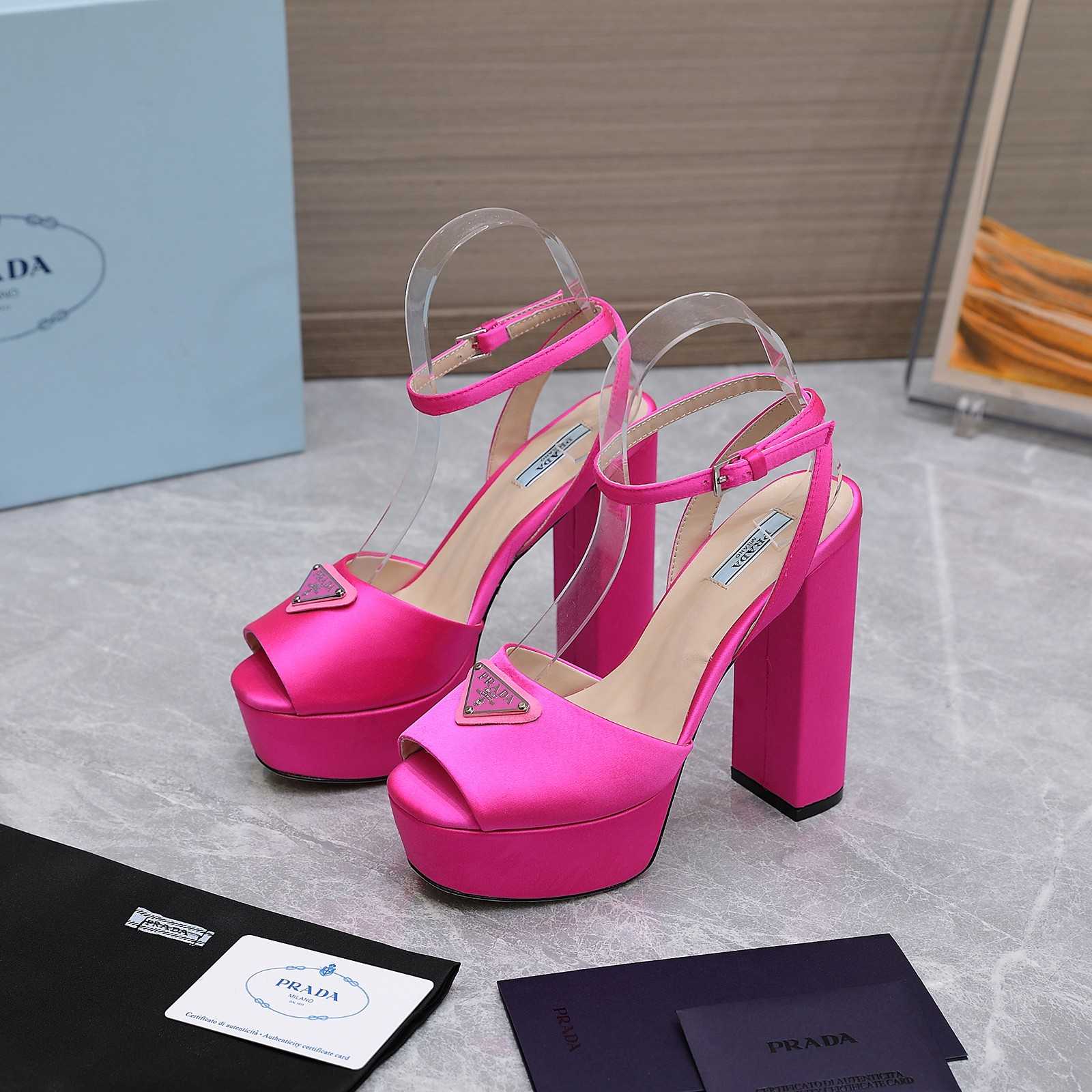 Prada High-Heeled Satin Sandals - PerfectKickZ
