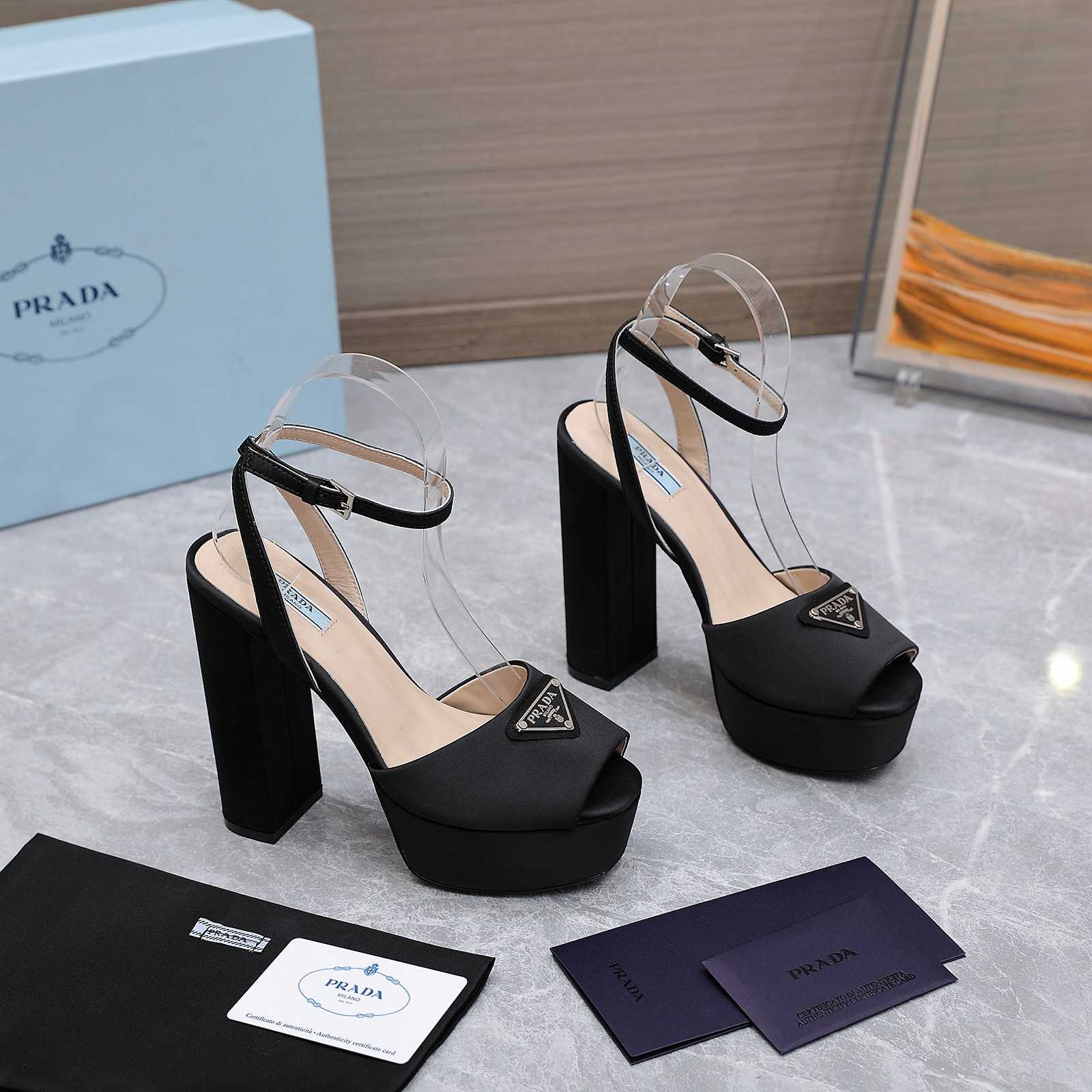 Prada High-Heeled Satin Sandals - PerfectKickZ