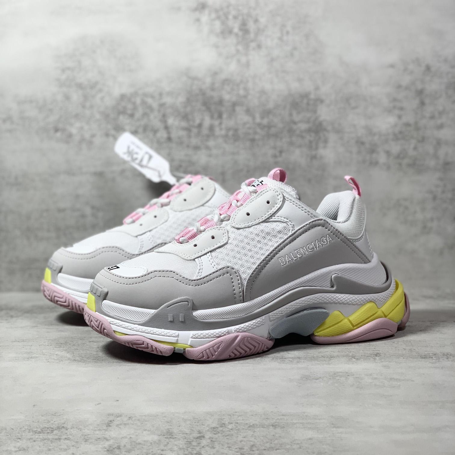 Balenciaga Triple S Sneaker In Grey, White, Light Yellow, Light Pink And Light Nlue Double Foam And Mesh - PerfectKickZ