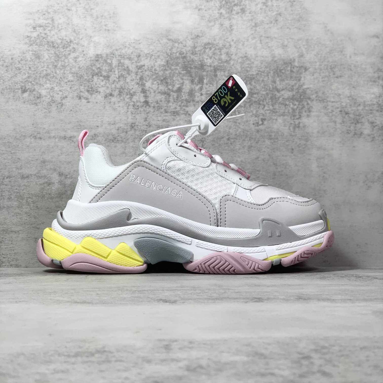 Balenciaga Triple S Sneaker In Grey, White, Light Yellow, Light Pink And Light Nlue Double Foam And Mesh - PerfectKickZ
