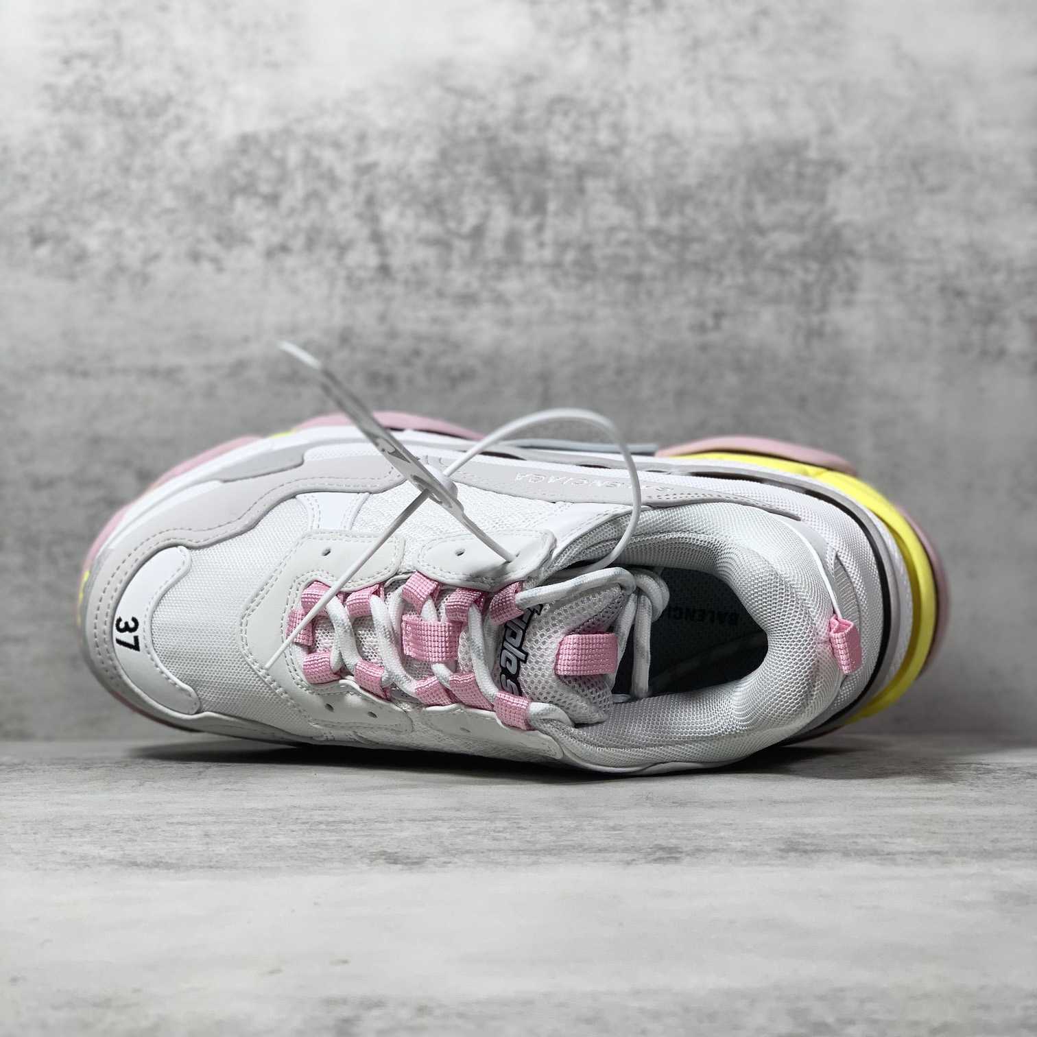 Balenciaga Triple S Sneaker In Grey, White, Light Yellow, Light Pink And Light Nlue Double Foam And Mesh - PerfectKickZ