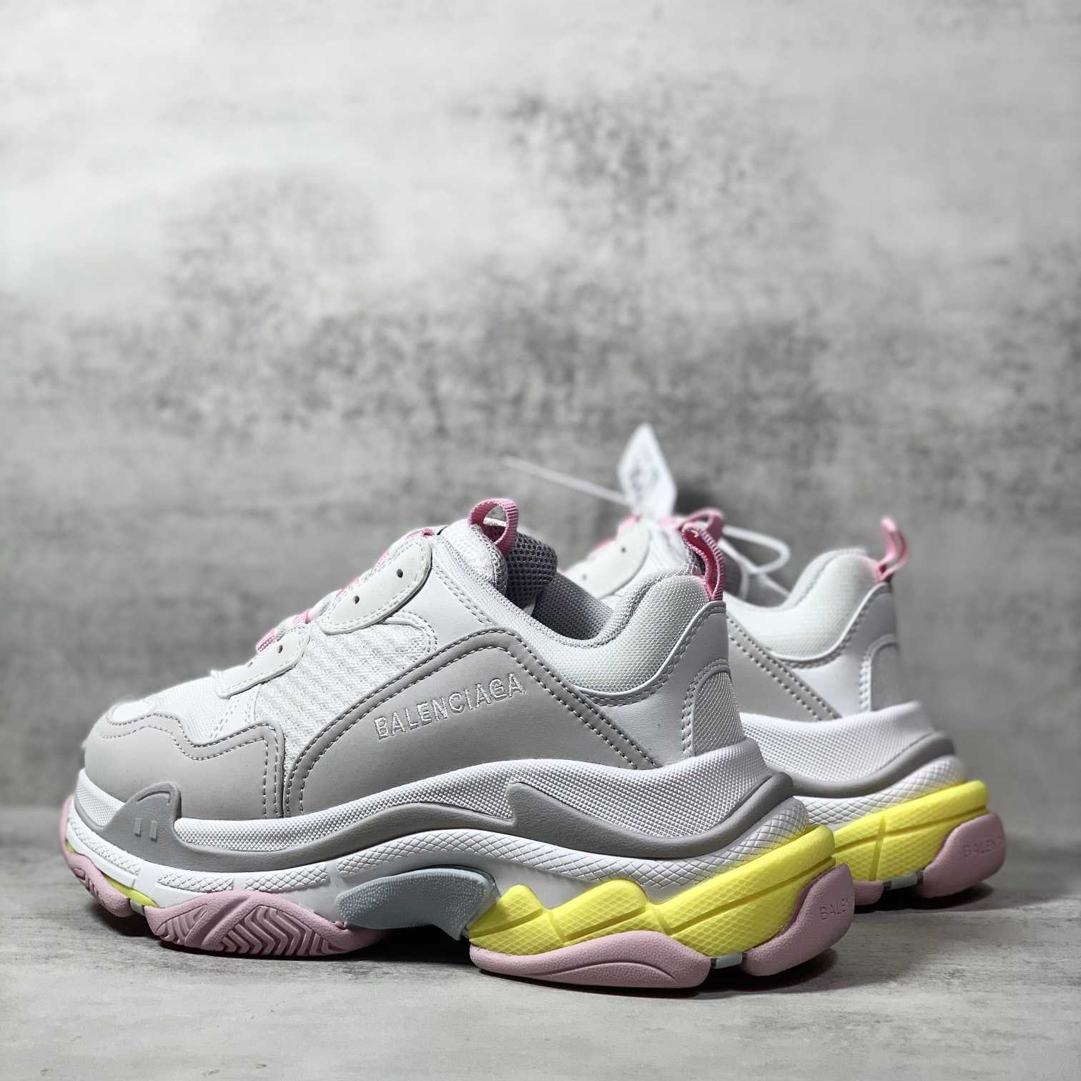 Balenciaga Triple S Sneaker In Grey, White, Light Yellow, Light Pink And Light Nlue Double Foam And Mesh - PerfectKickZ