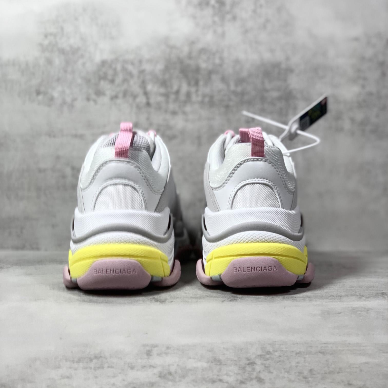 Balenciaga Triple S Sneaker In Grey, White, Light Yellow, Light Pink And Light Nlue Double Foam And Mesh - PerfectKickZ