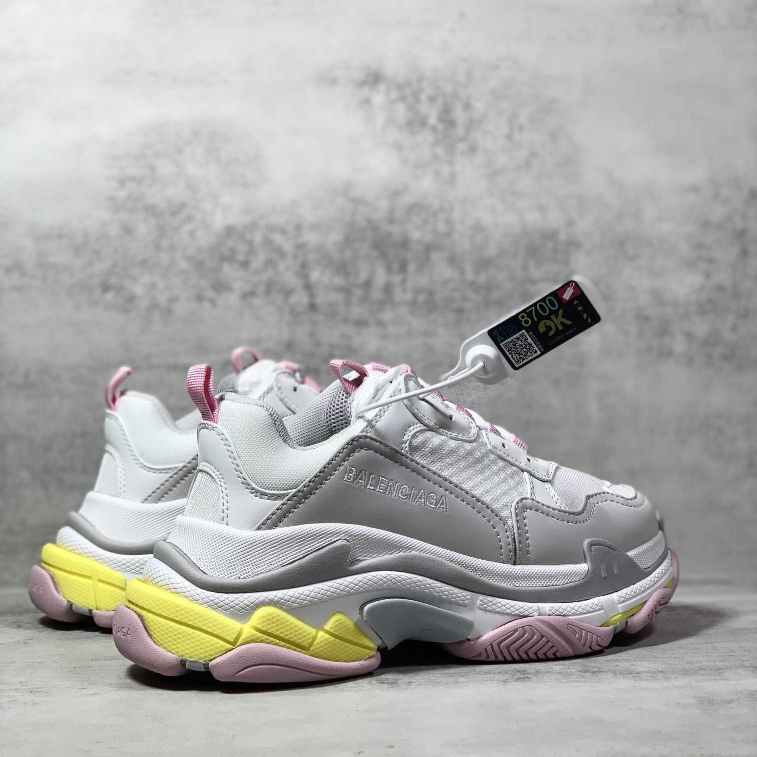Balenciaga Triple S Sneaker In Grey, White, Light Yellow, Light Pink And Light Nlue Double Foam And Mesh - PerfectKickZ
