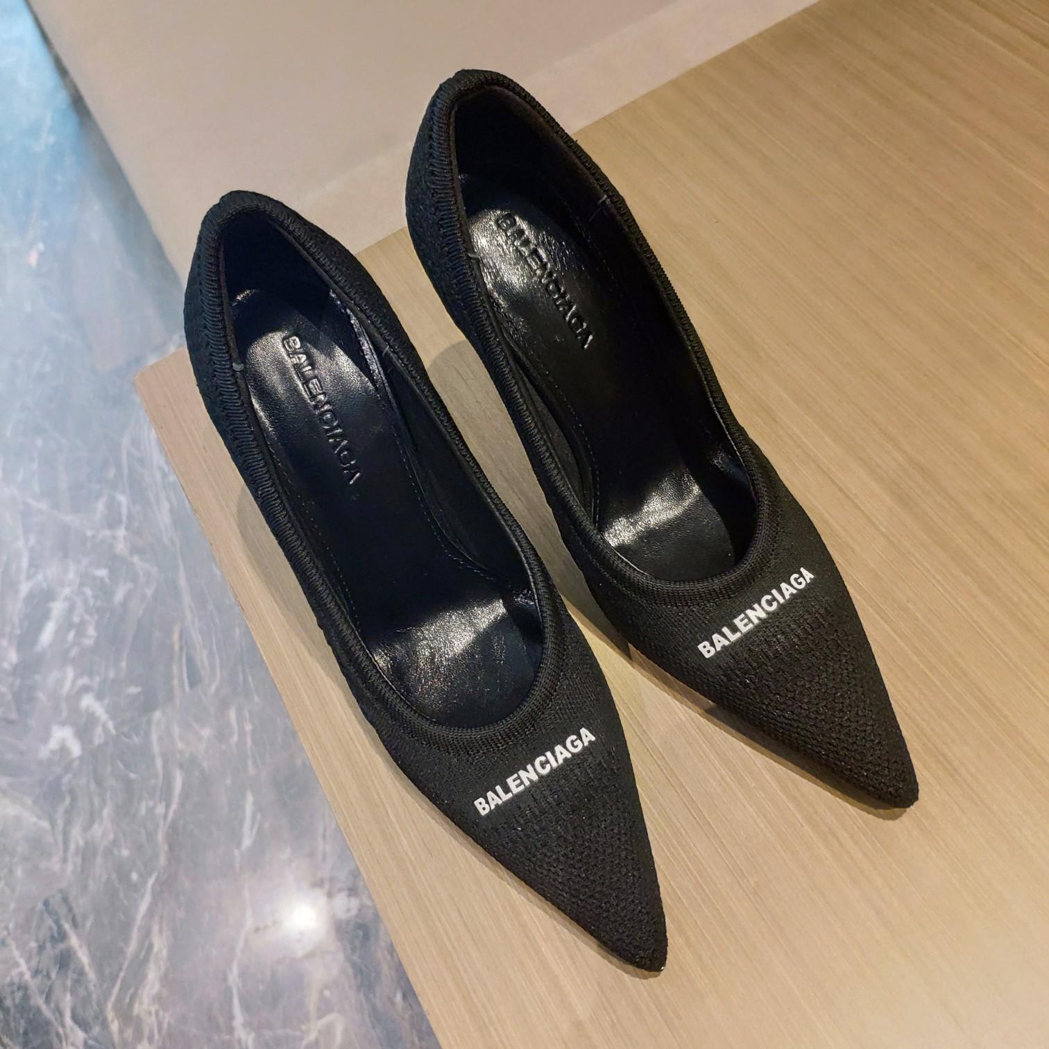 Balenciaga Knife 2.0 80mm Pump In Black And White Textured Recycled Knit - PerfectKickZ