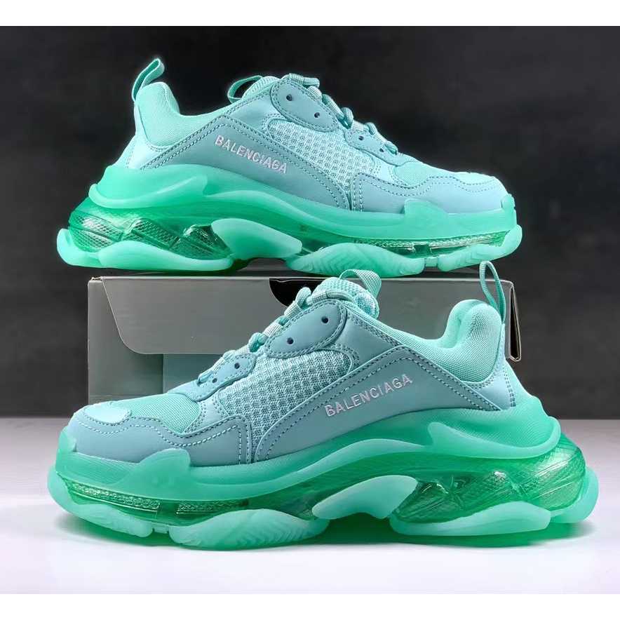 Balenciaga Triple S Clear Sole Sneaker In Light Blue Double Foam And Mesh - PerfectKickZ