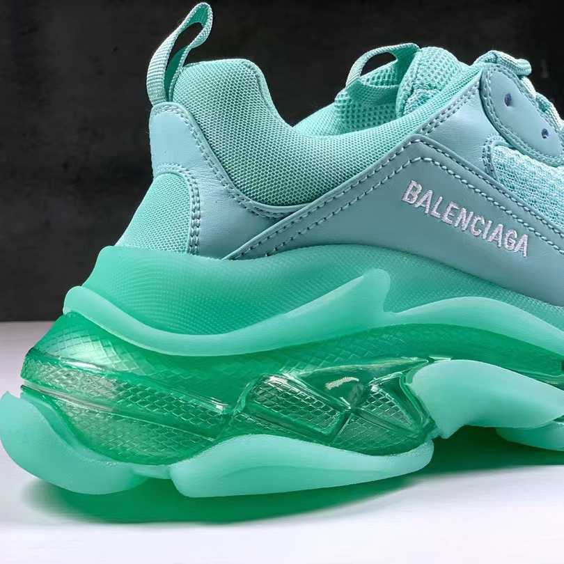 Balenciaga Triple S Clear Sole Sneaker In Light Blue Double Foam And Mesh - PerfectKickZ