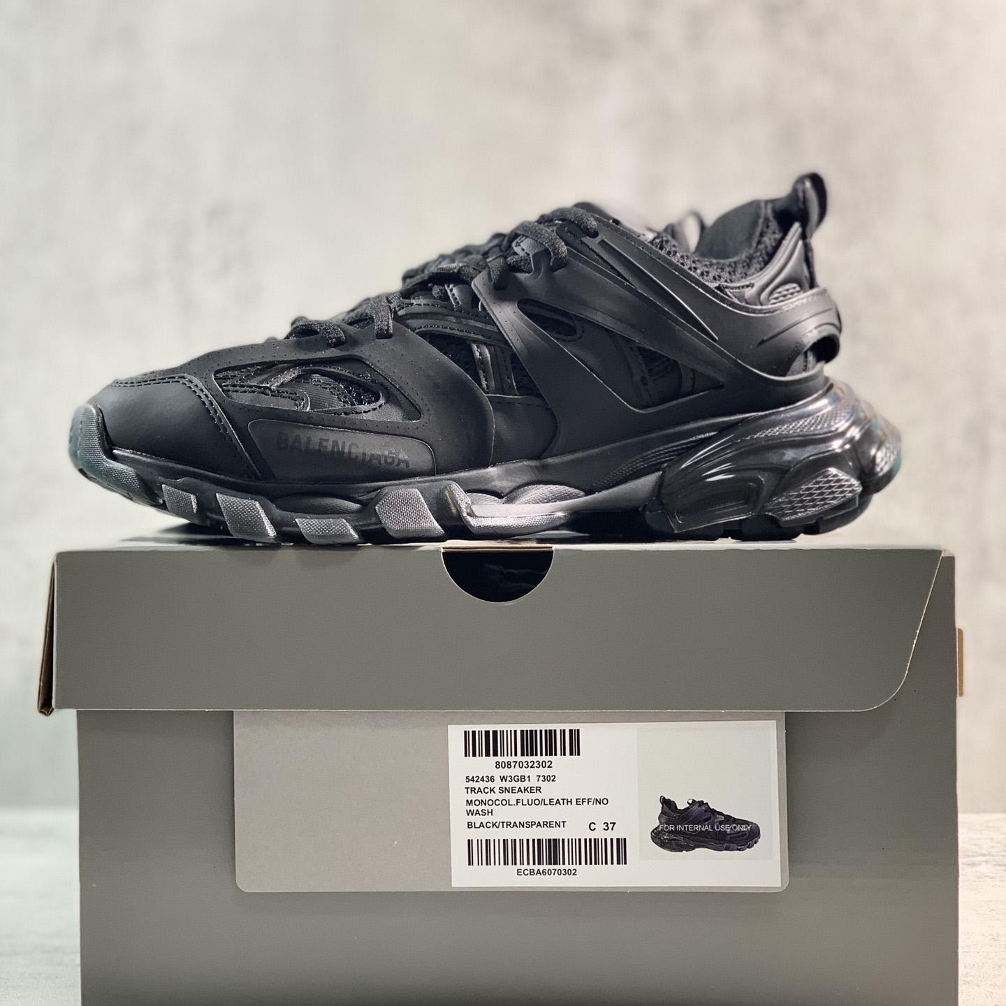 Balenciaga Track Clear Sole Sneaker In Black Mesh And Nylon - PerfectKickZ
