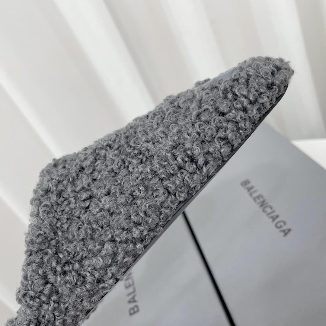 Balenciaga Cosy BB Mule In Grey Fake Shearling - PerfectKickZ