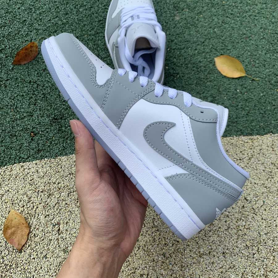 Air Jordan 1 Low White Wolf Grey Sneaker    DC0774-105 - PerfectKickZ