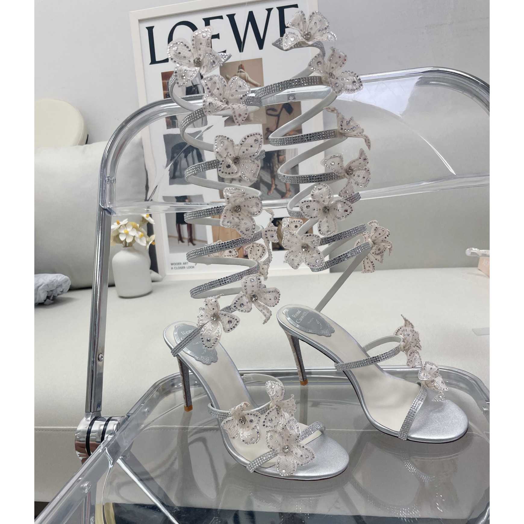 Rene Caovilla Silvery Sandals With Flowers Floriane - PerfectKickZ