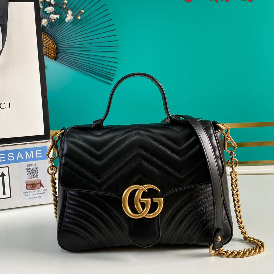 Gucci GG Marmont Small Top Handle Bag(27-19-10.5cm) - PerfectKickZ