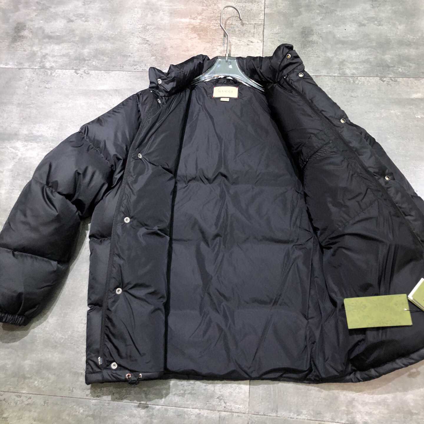 Gucci Padded Nylon Bomber Jacket With Web - PerfectKickZ