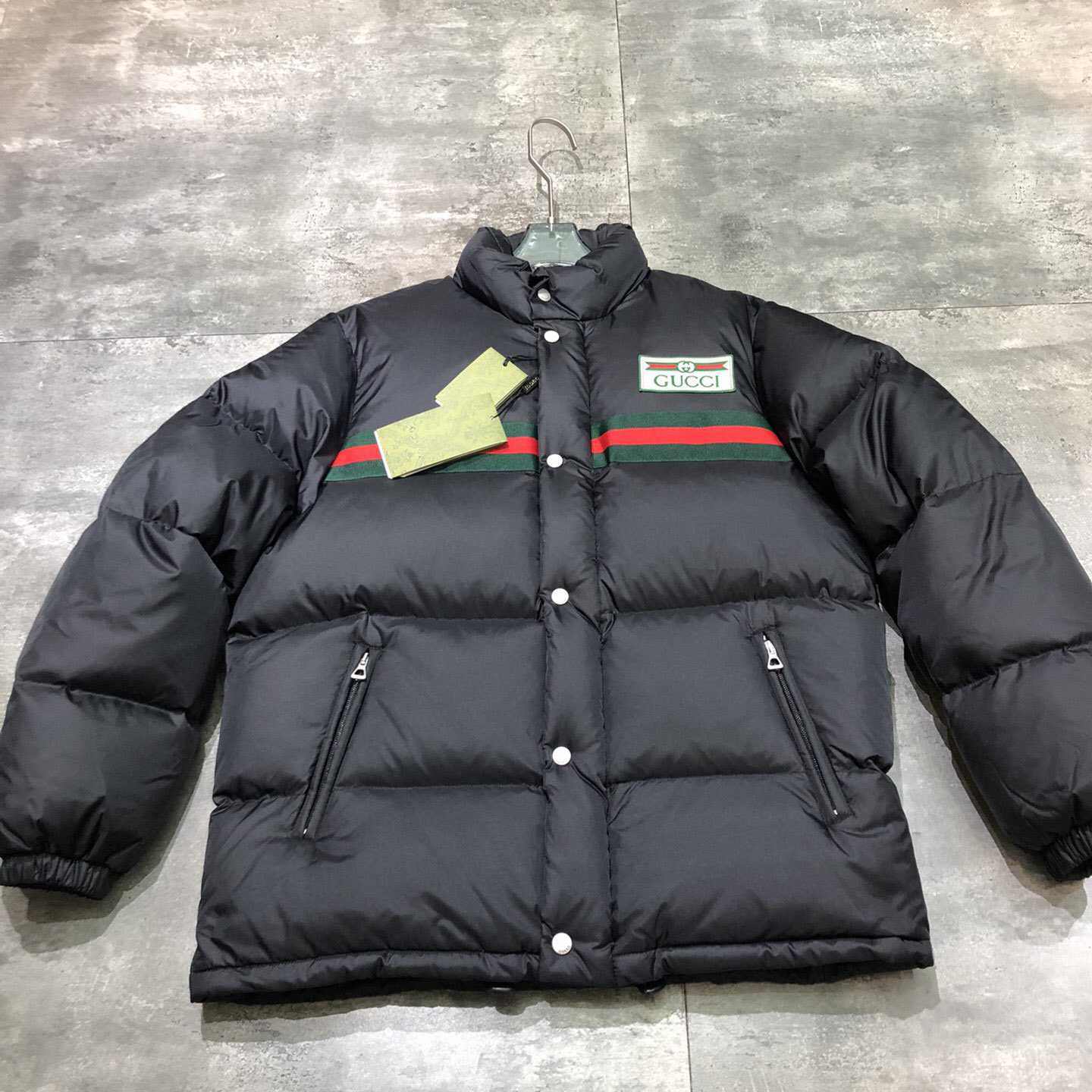 Gucci Padded Nylon Bomber Jacket With Web - PerfectKickZ
