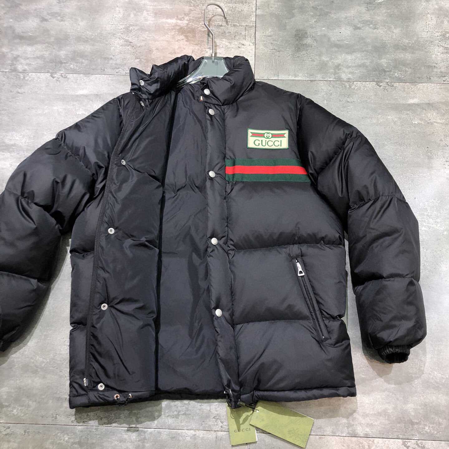 Gucci Padded Nylon Bomber Jacket With Web - PerfectKickZ