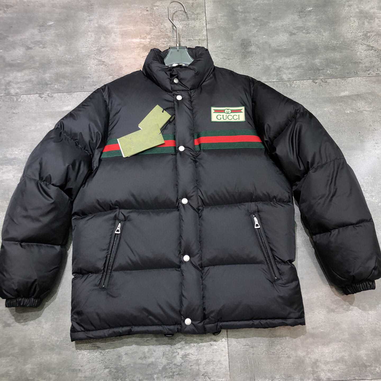 Gucci Padded Nylon Bomber Jacket With Web - PerfectKickZ