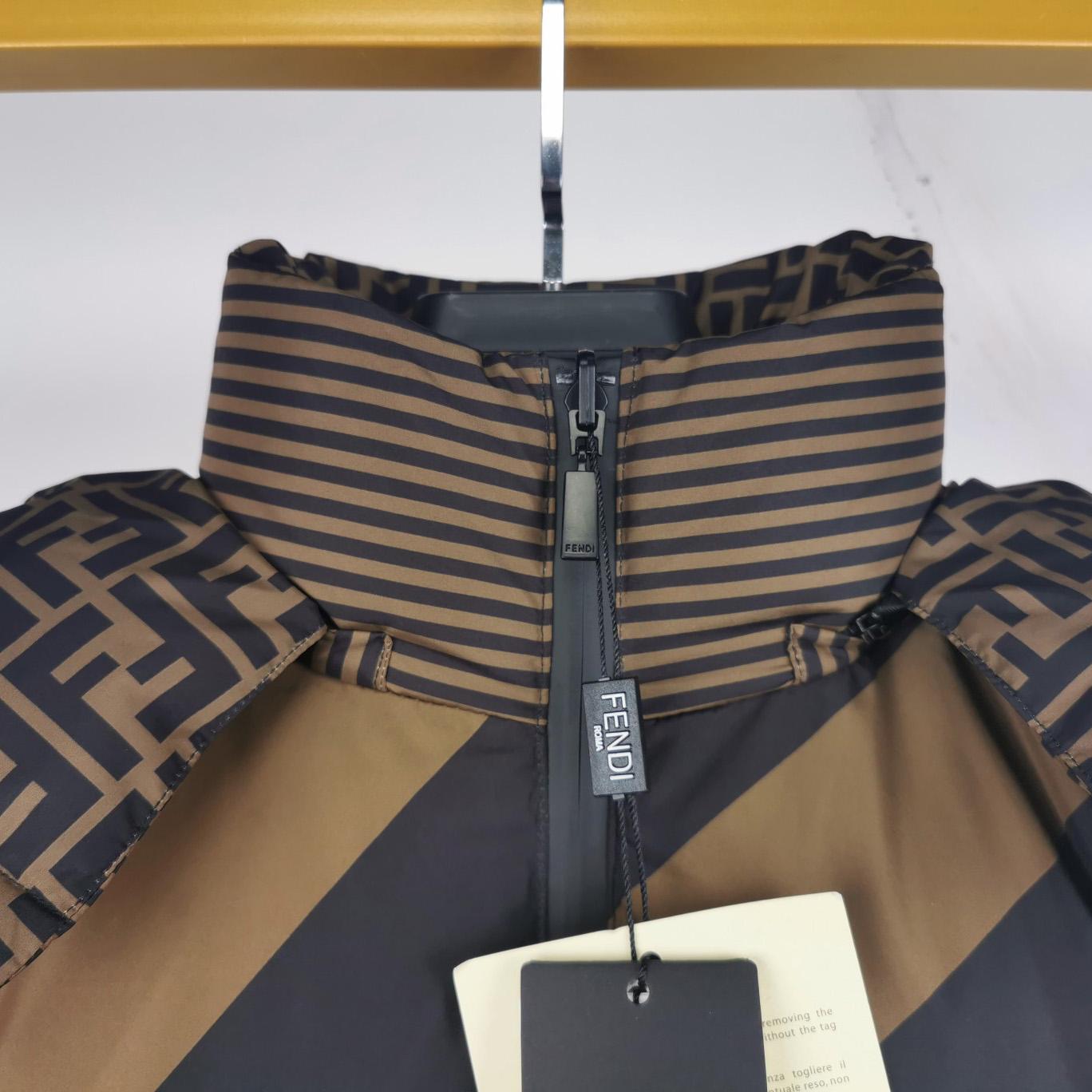 Fendi Brown Nylon Down Jacket - PerfectKickZ