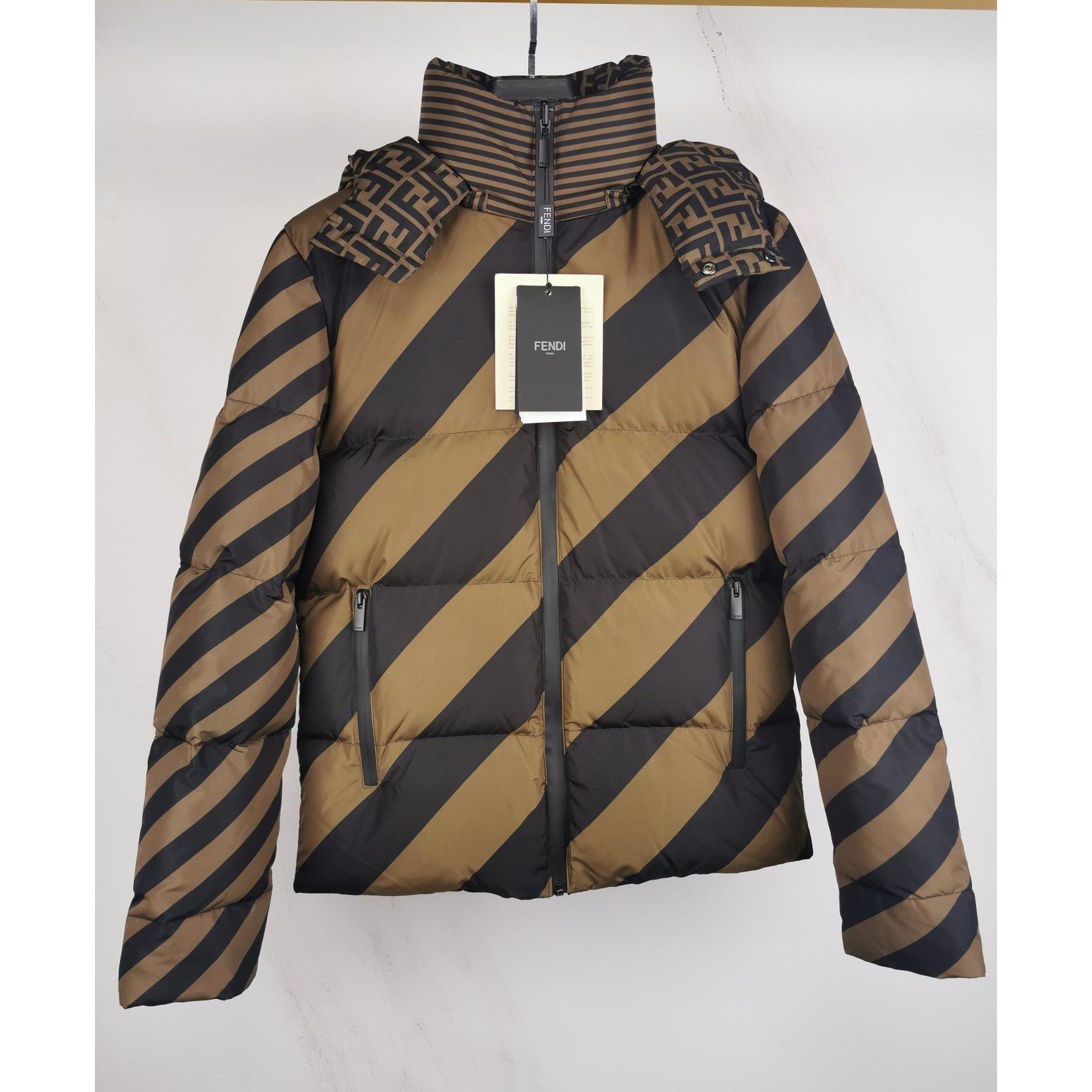 Fendi Brown Nylon Down Jacket - PerfectKickZ