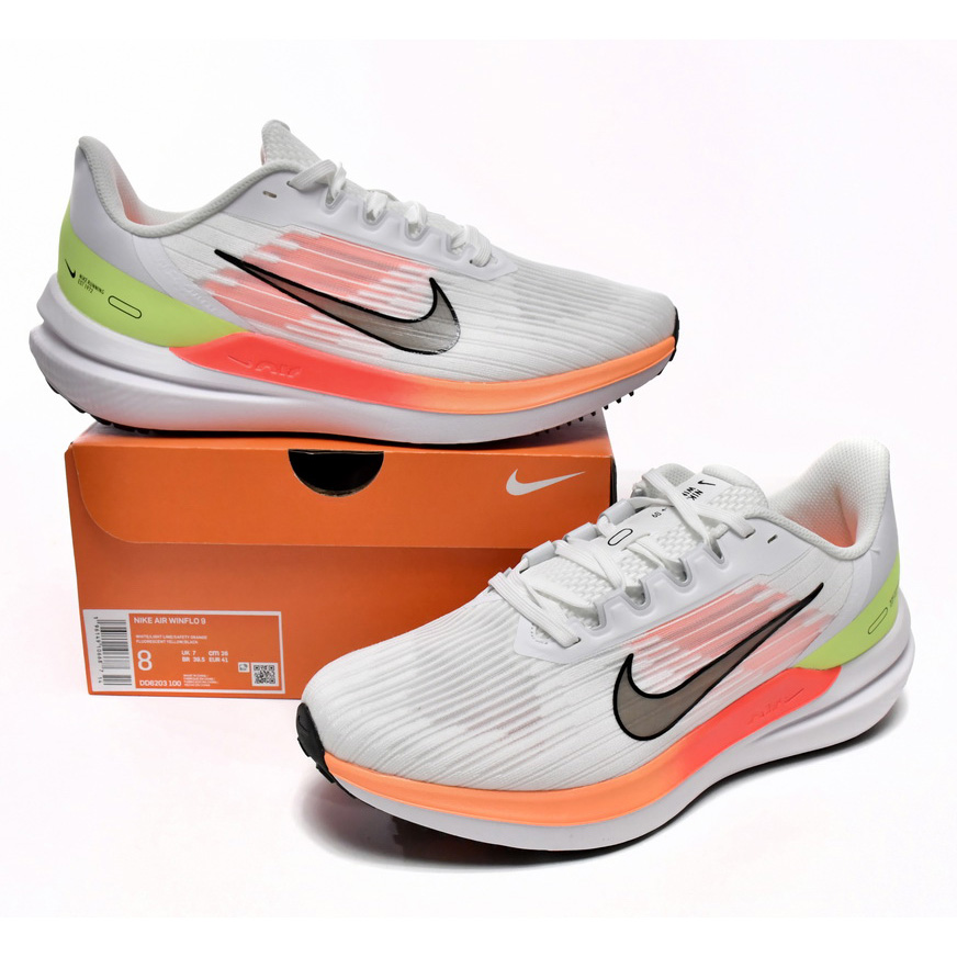 Nike Air Winflo 9 White Orange Sneaker    DD6203-100 - PerfectKickZ