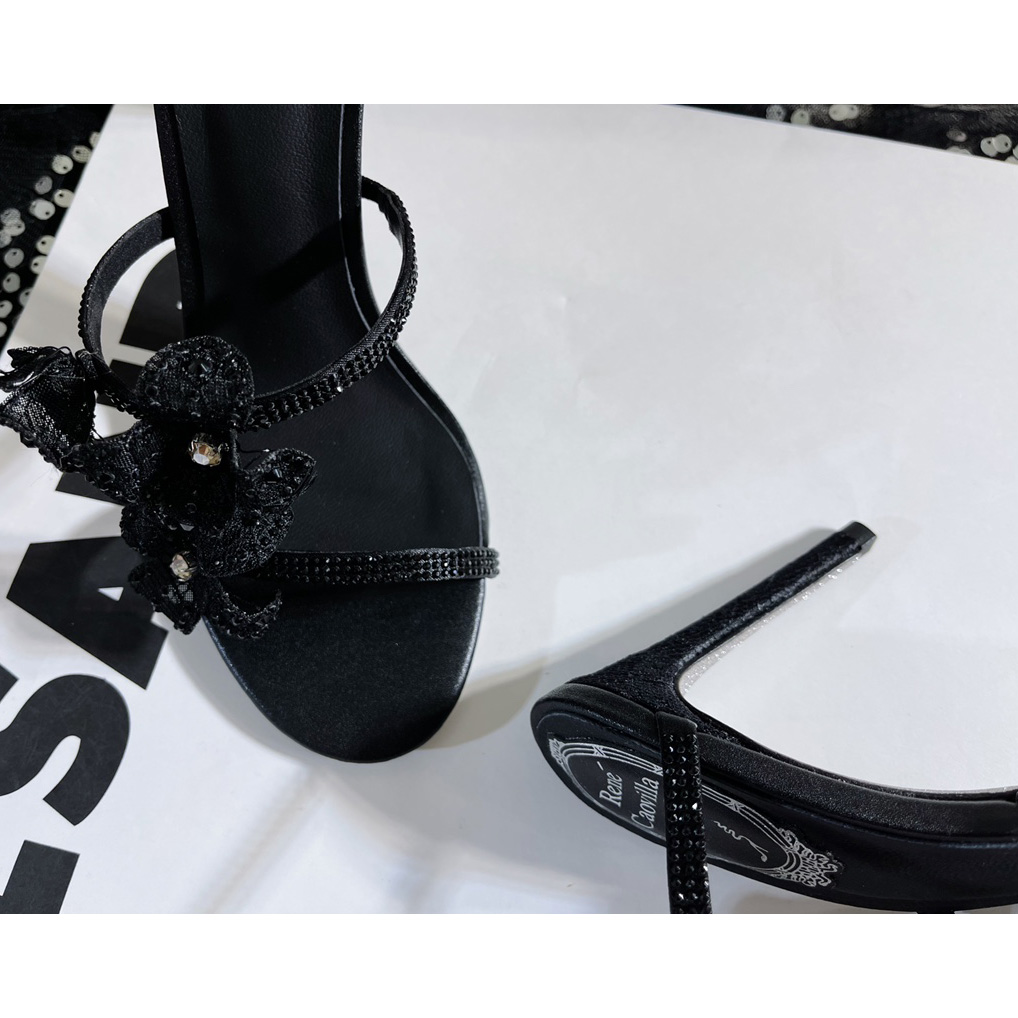 Rene Caovilla High Sandals With Flowers Floriane - PerfectKickZ