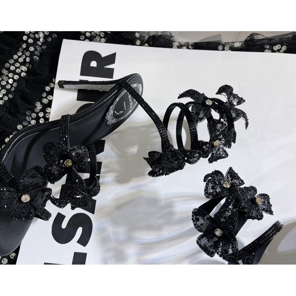Rene Caovilla High Sandals With Flowers Floriane - PerfectKickZ