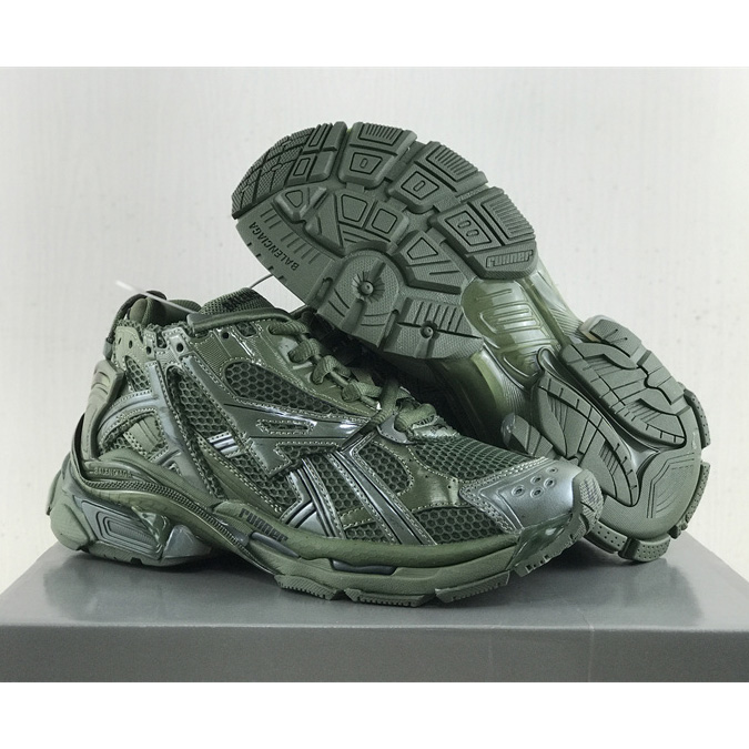 Balenciaga Runner Sneaker In Dark Green Mesh And Nylon - PerfectKickZ