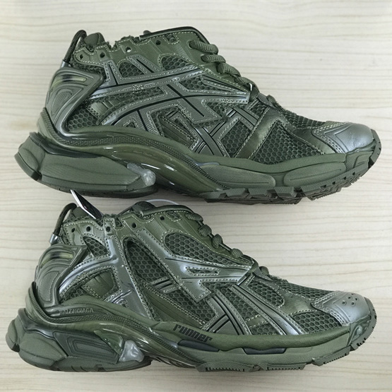 Balenciaga Runner Sneaker In Dark Green Mesh And Nylon - PerfectKickZ