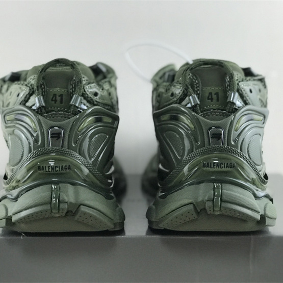 Balenciaga Runner Sneaker In Dark Green Mesh And Nylon - PerfectKickZ