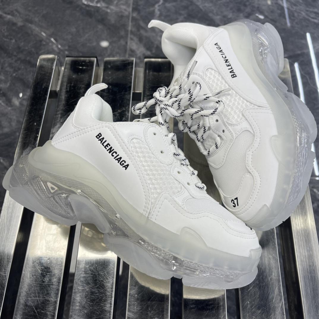 Balenciaga Triple S Sneaker Clear Sole In White Double Foam And Mesh - 