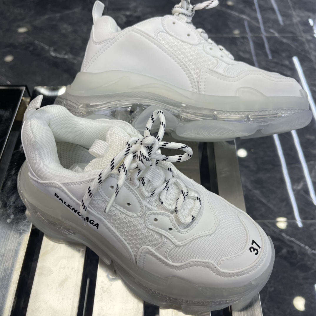 Balenciaga Triple S Sneaker Clear Sole In White Double Foam And Mesh - 
