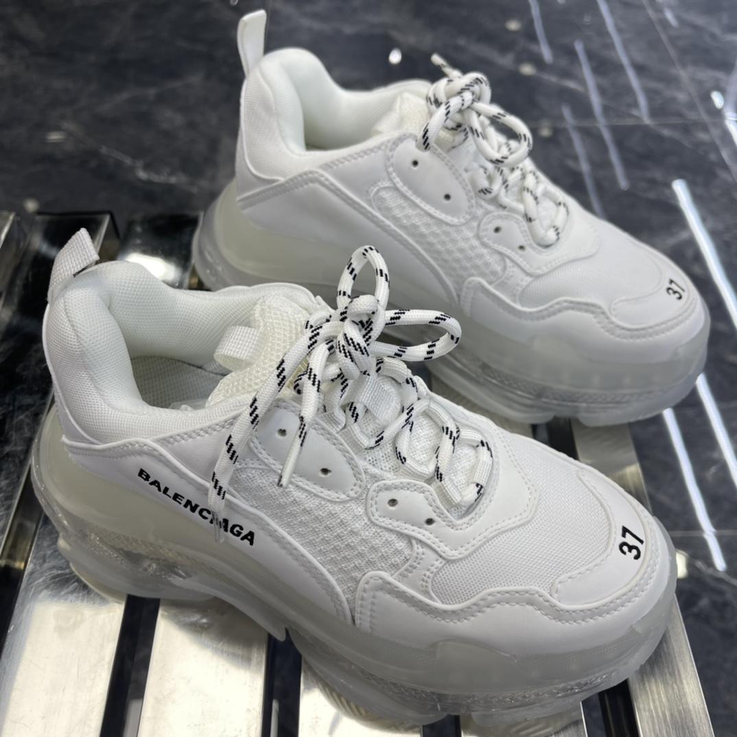 Balenciaga Triple S Sneaker Clear Sole In White Double Foam And Mesh - PerfectKickZ