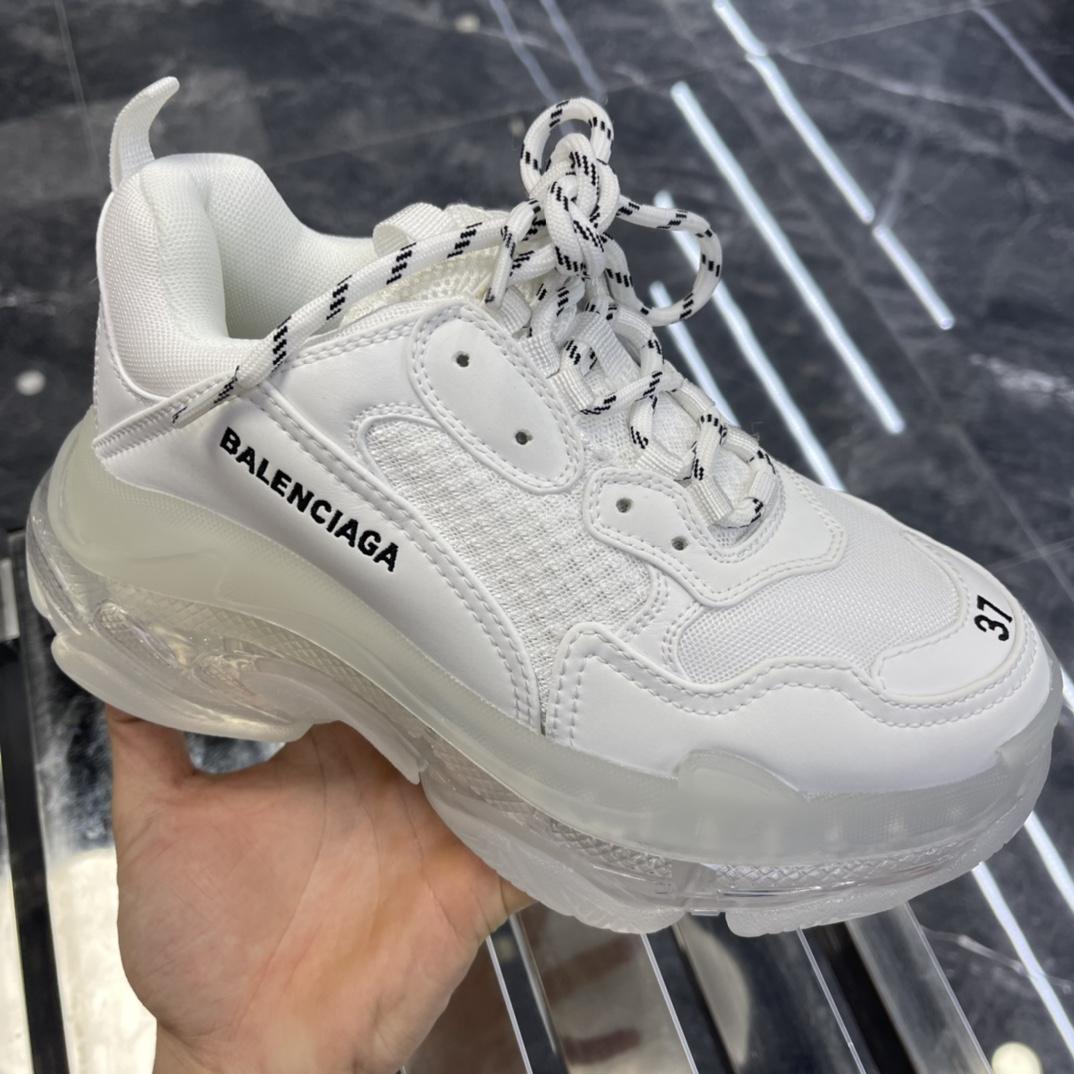 Balenciaga Triple S Sneaker Clear Sole In White Double Foam And Mesh - PerfectKickZ