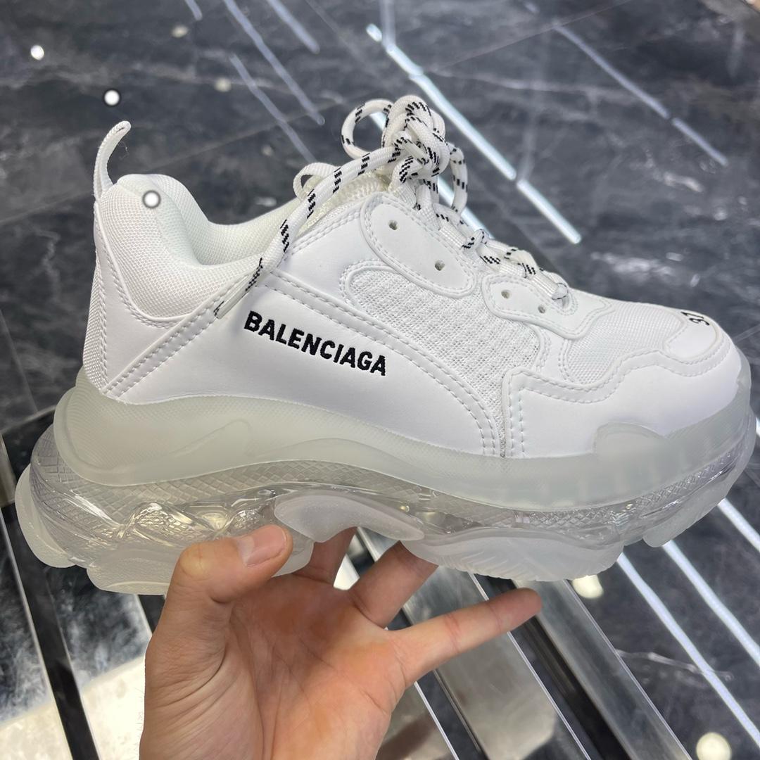 Balenciaga Triple S Sneaker Clear Sole In White Double Foam And Mesh - PerfectKickZ