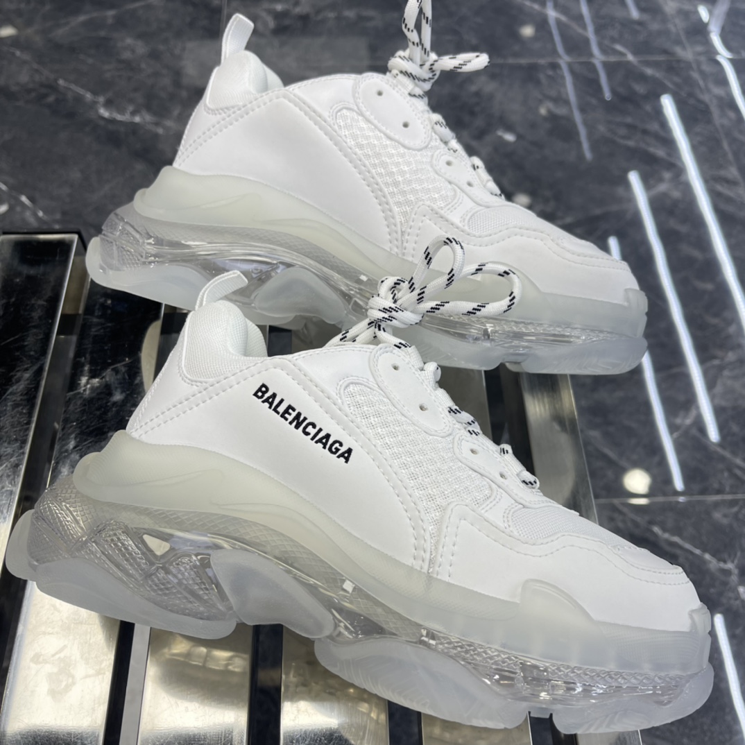 Balenciaga Triple S Sneaker Clear Sole In White Double Foam And Mesh - PerfectKickZ