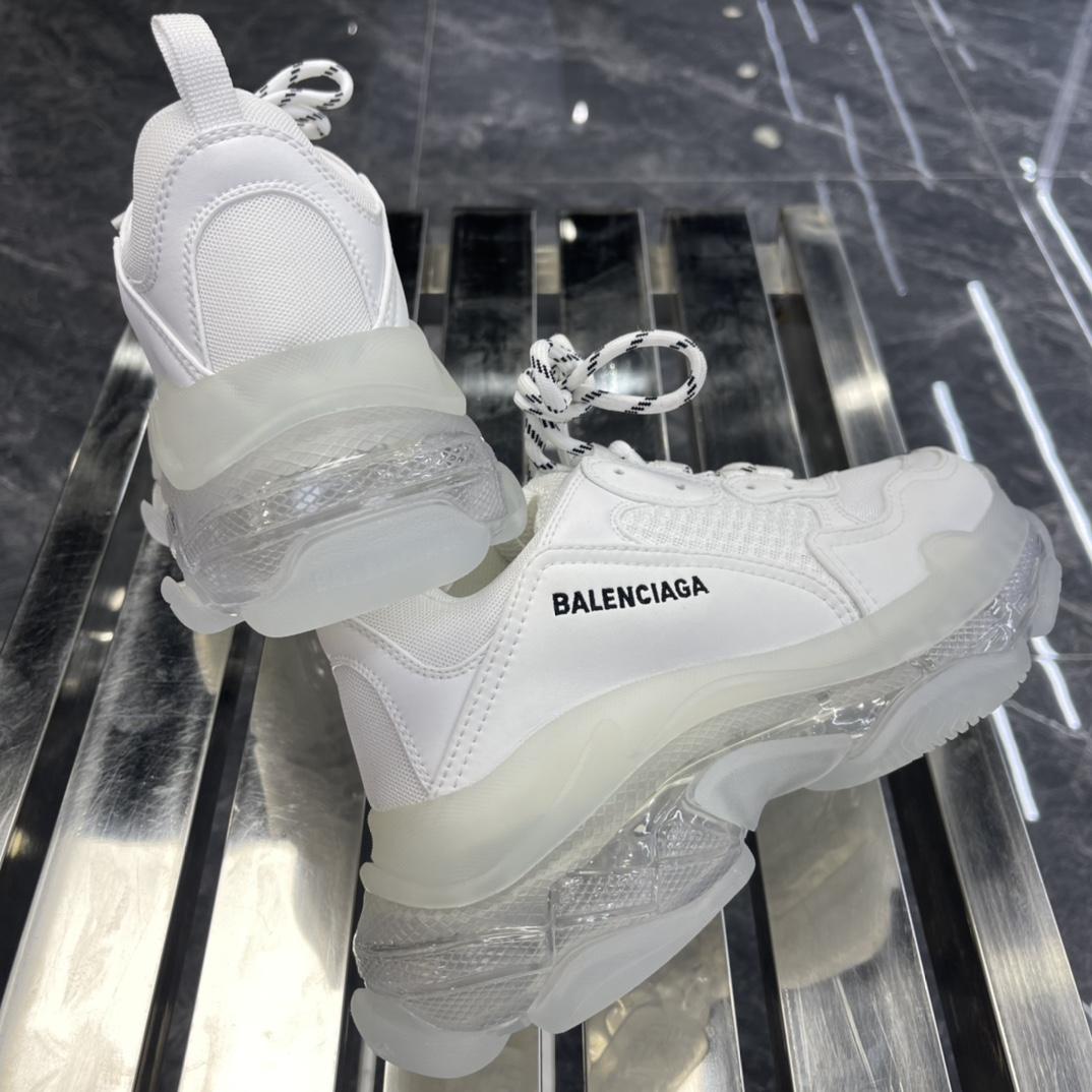 Balenciaga Triple S Sneaker Clear Sole In White Double Foam And Mesh - PerfectKickZ