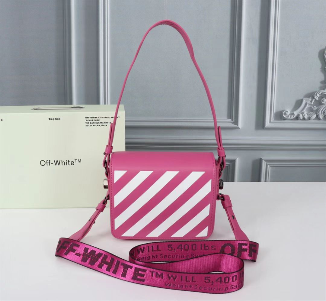 Off white Women’s Cowhide Twill Single Shoulder Messenger Bag Sling Bag - PerfectKickZ