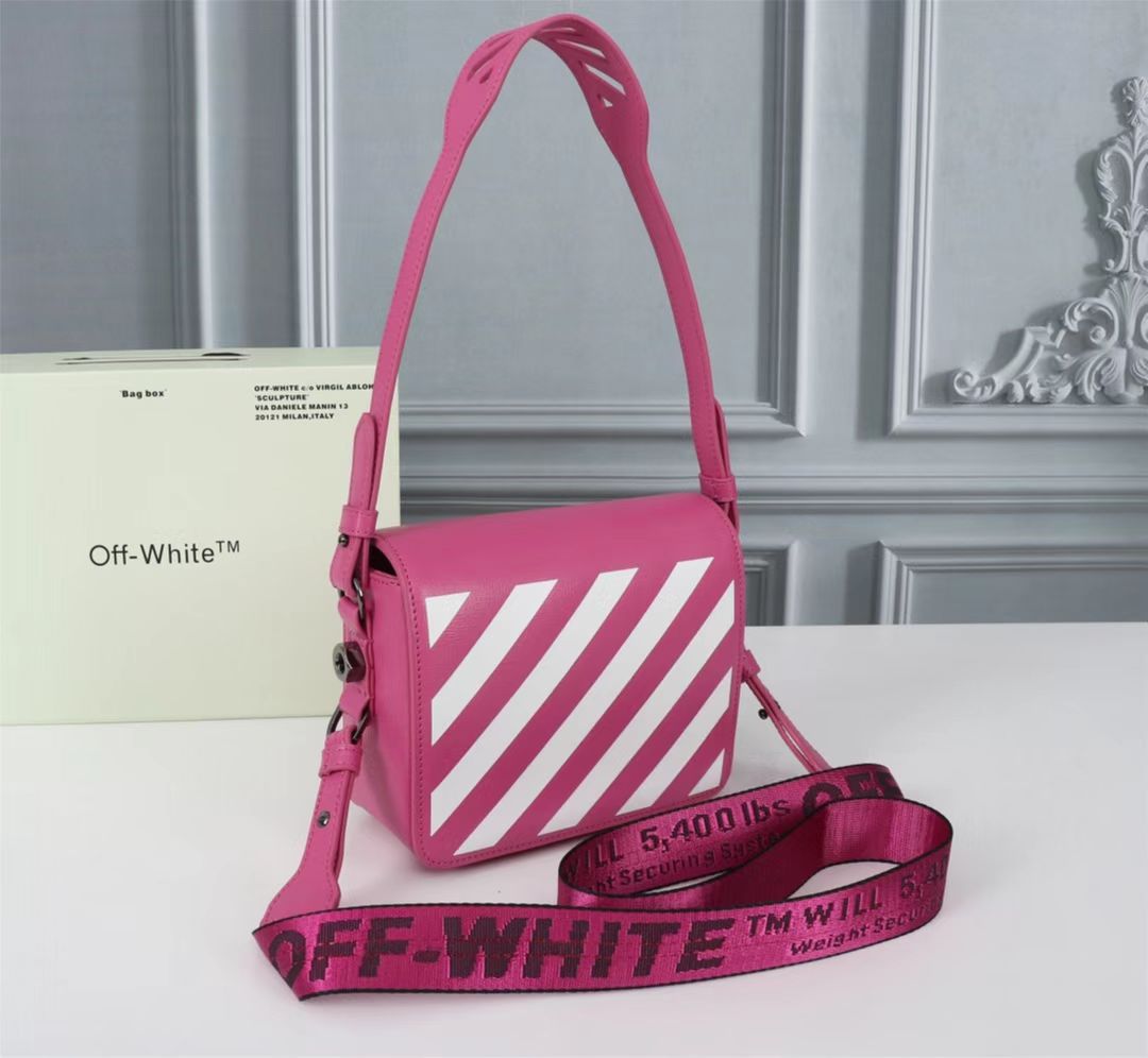 Off white Women’s Cowhide Twill Single Shoulder Messenger Bag Sling Bag - PerfectKickZ