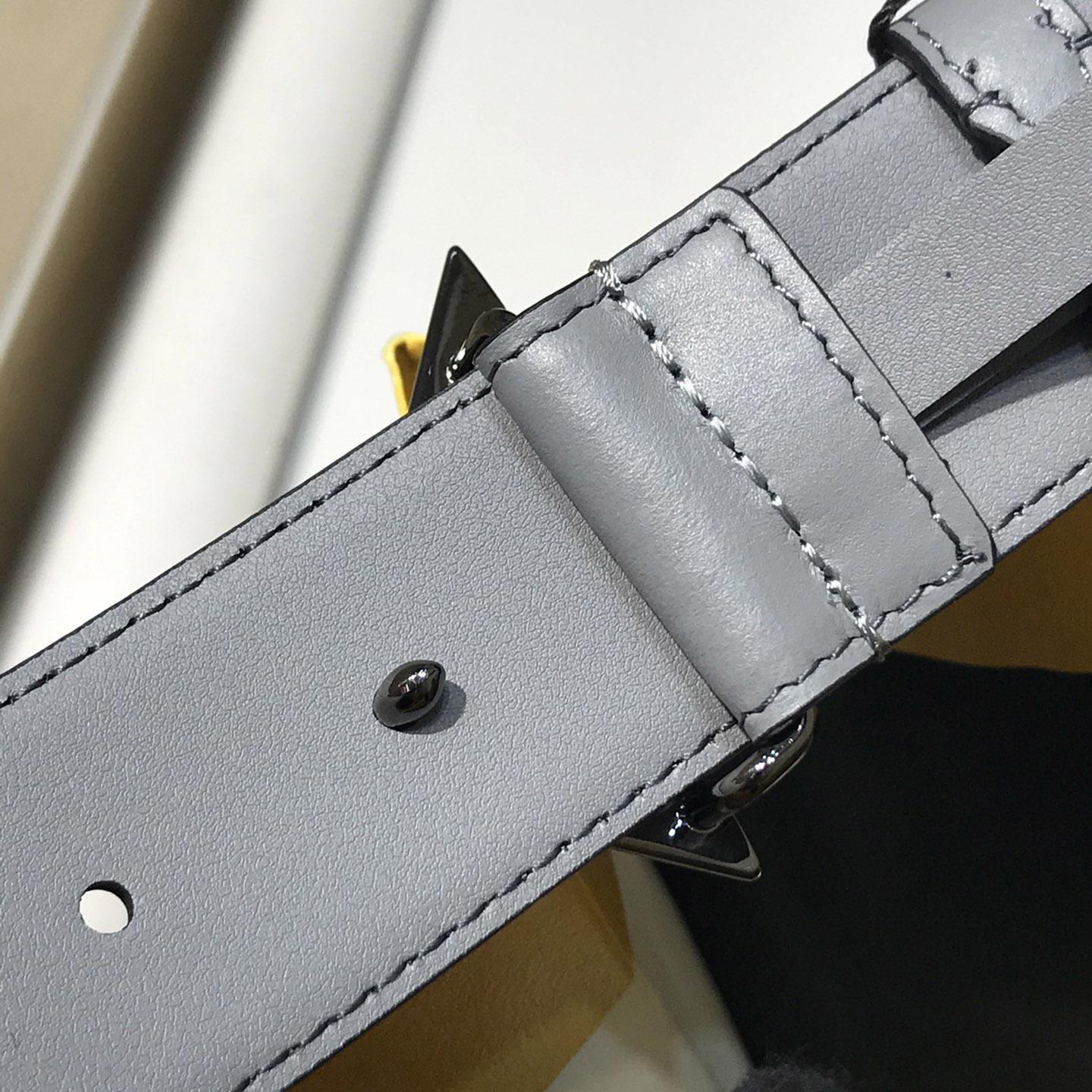 Fendi Pale Gray Leather Belt - PerfectKickZ