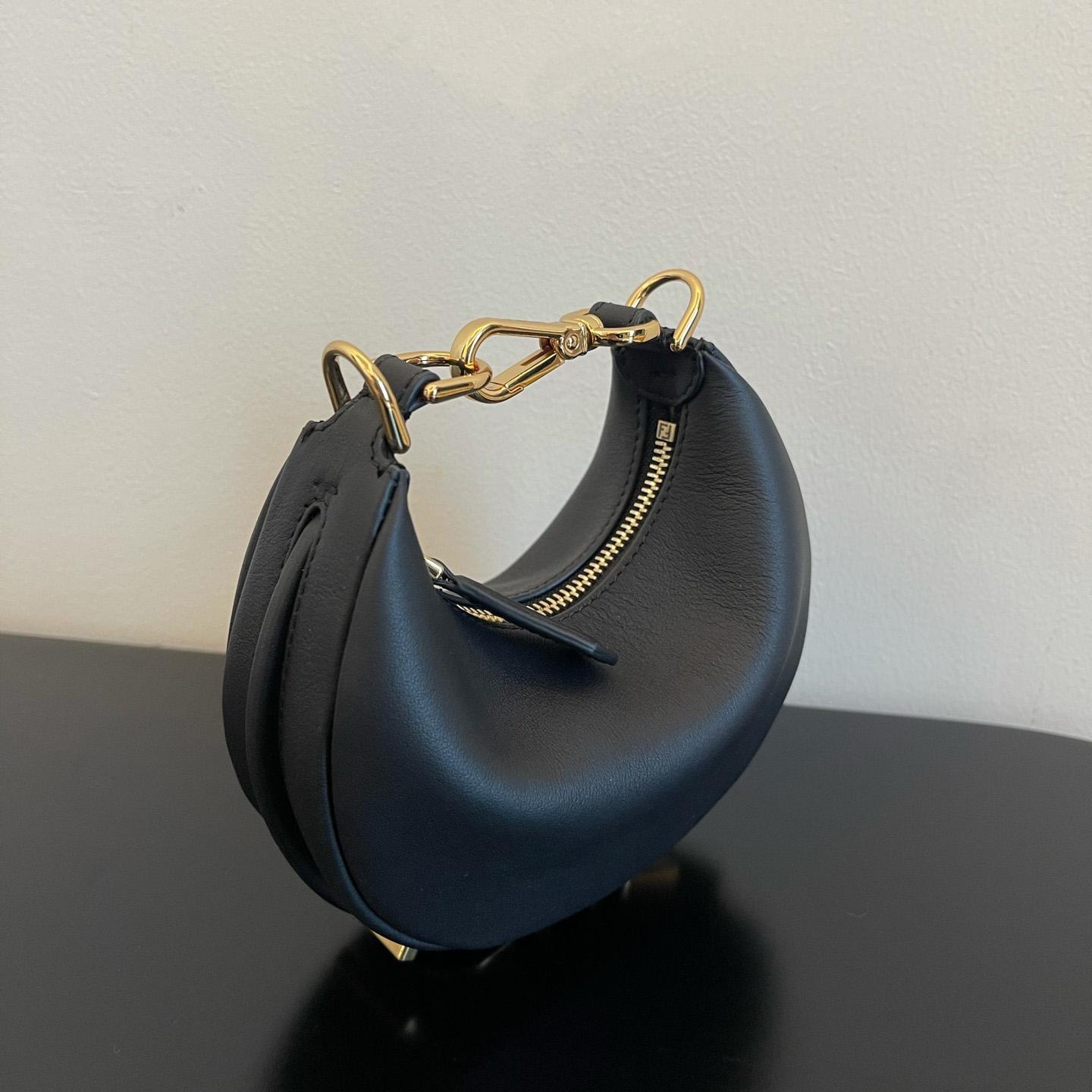 Fendi Nano Fendigraphy Black Leather Charm (16.5-14-5cm) - PerfectKickZ