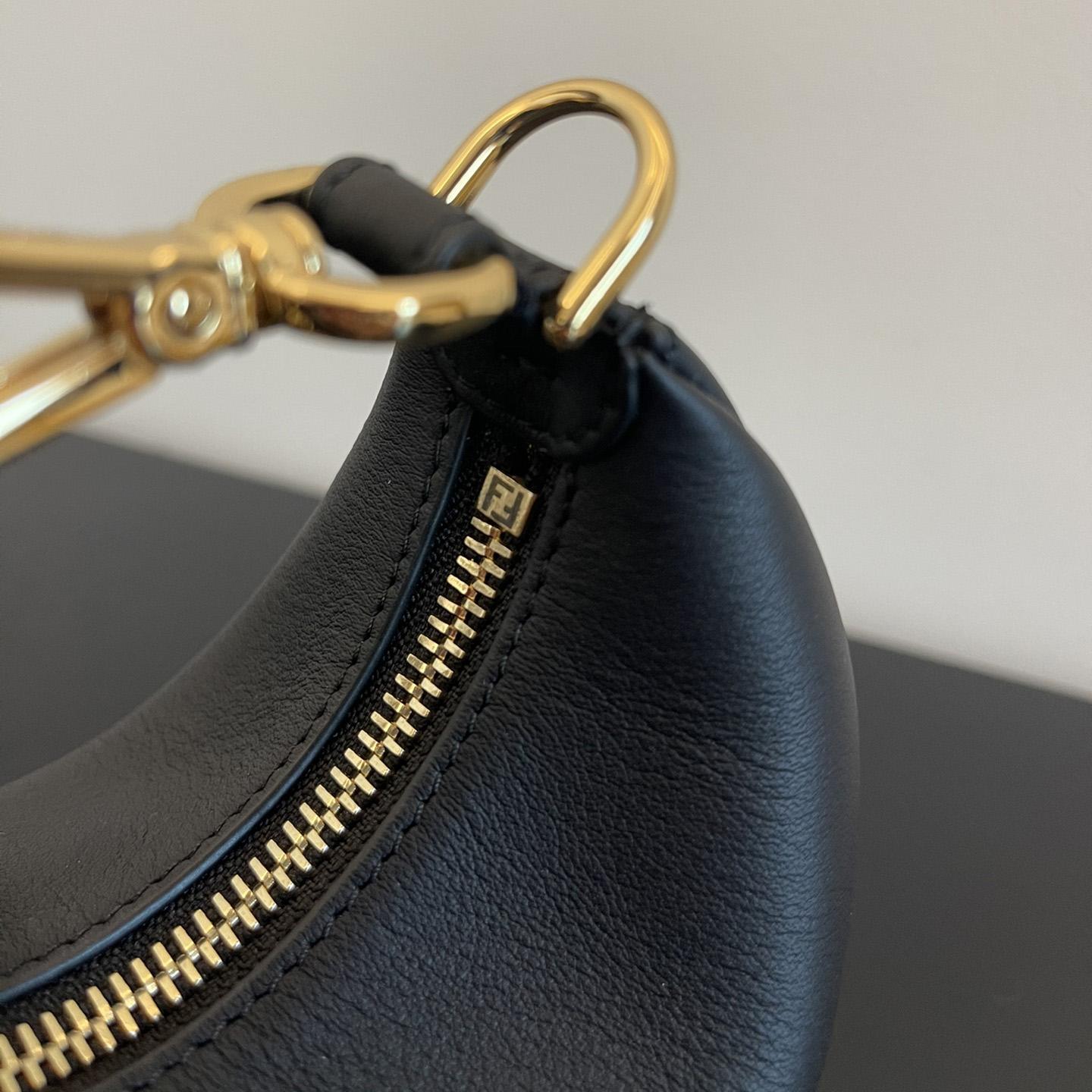 Fendi Nano Fendigraphy Black Leather Charm (16.5-14-5cm) - 