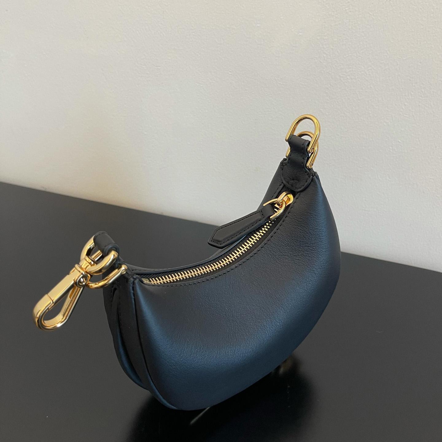 Fendi Nano Fendigraphy Black Leather Charm (16.5-14-5cm) - 