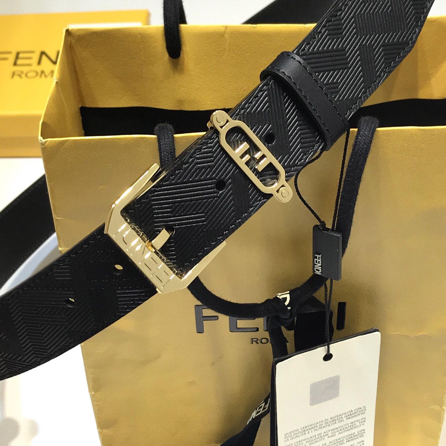 Fendi Edge Black Leather Belt - PerfectKickZ