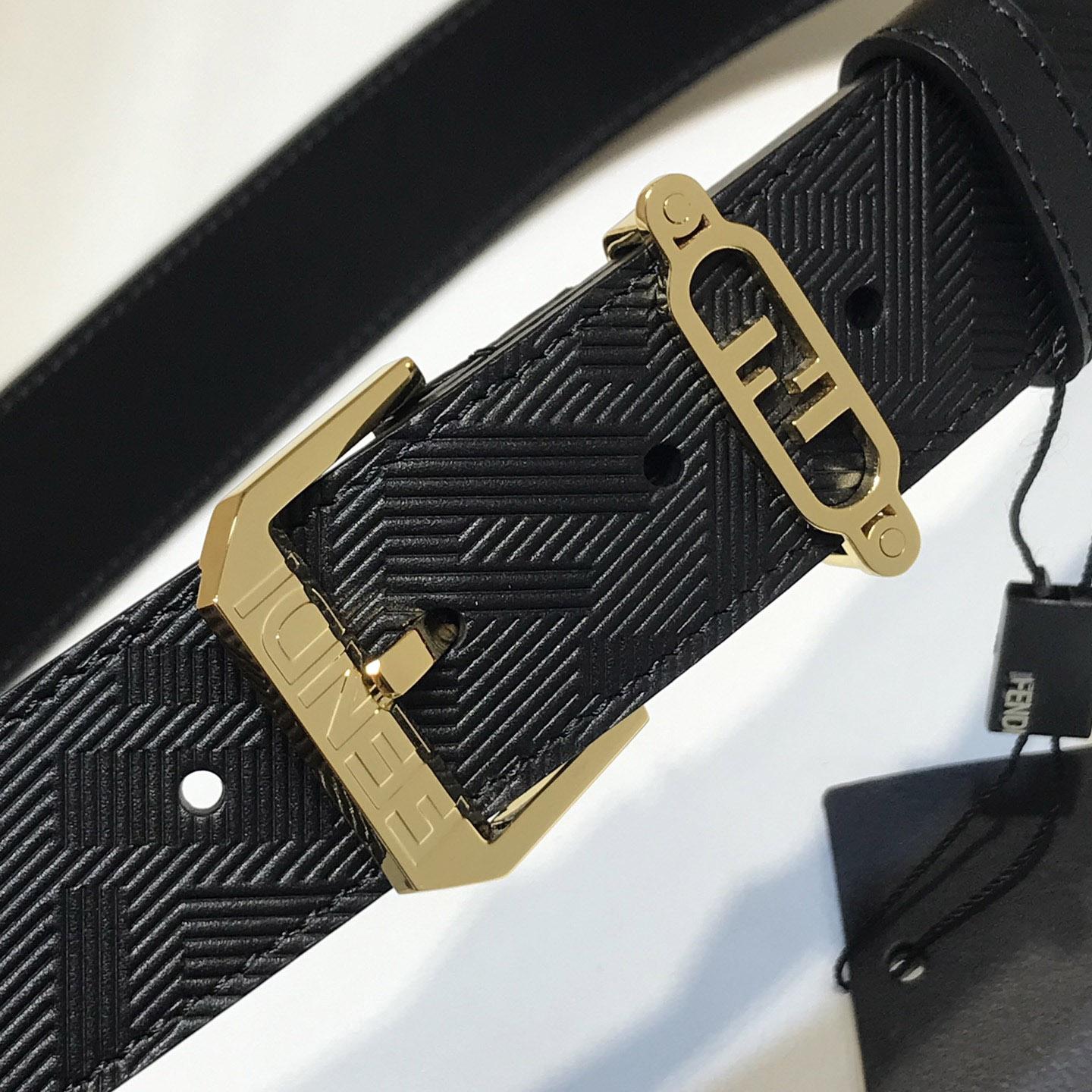 Fendi Edge Black Leather Belt - PerfectKickZ