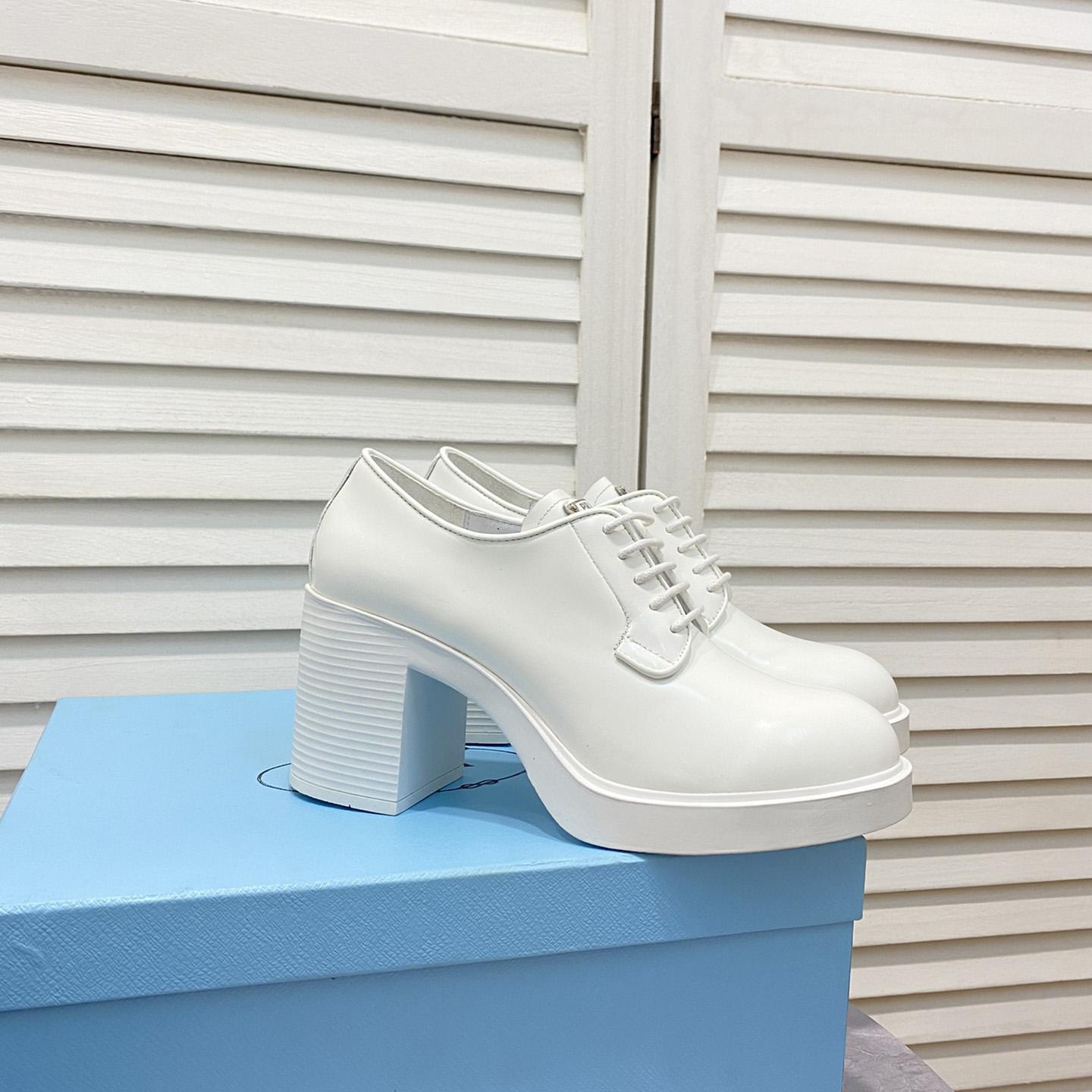 Prada Heeled Brushed Leather Lace-Ups - PerfectKickZ