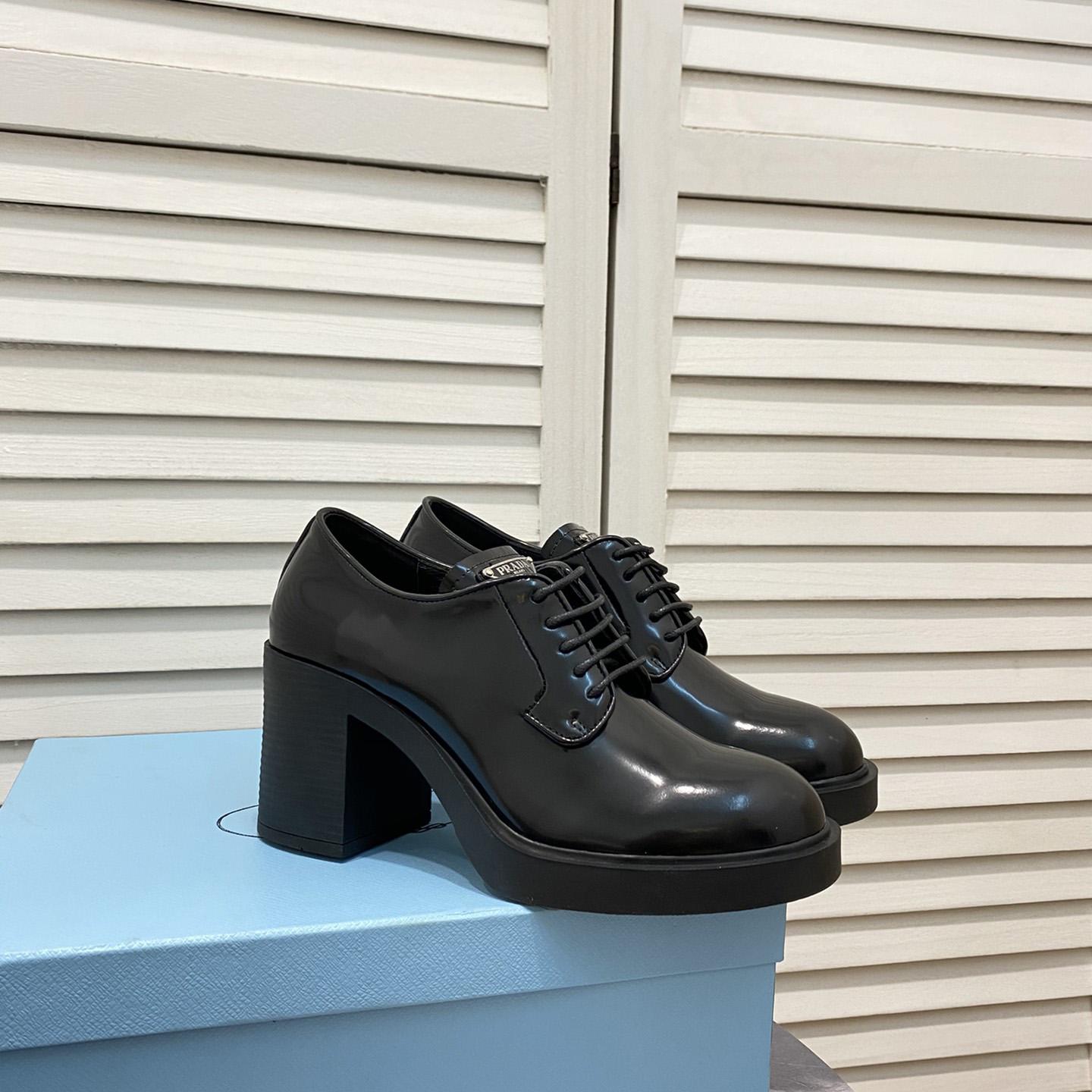 Prada Heeled Brushed Leather Lace-Ups - PerfectKickZ