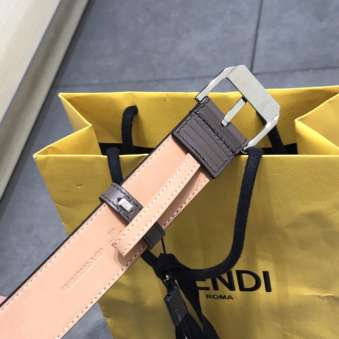Fendi Brown Leather Belt - PerfectKickZ