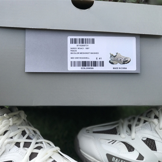 Balenciaga Track Sneaker In Off-White And Dark Grey Mesh And Nylon - PerfectKickZ