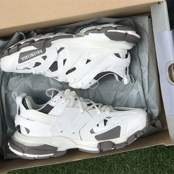 Balenciaga Track Sneaker In Off-White And Dark Grey Mesh And Nylon - PerfectKickZ