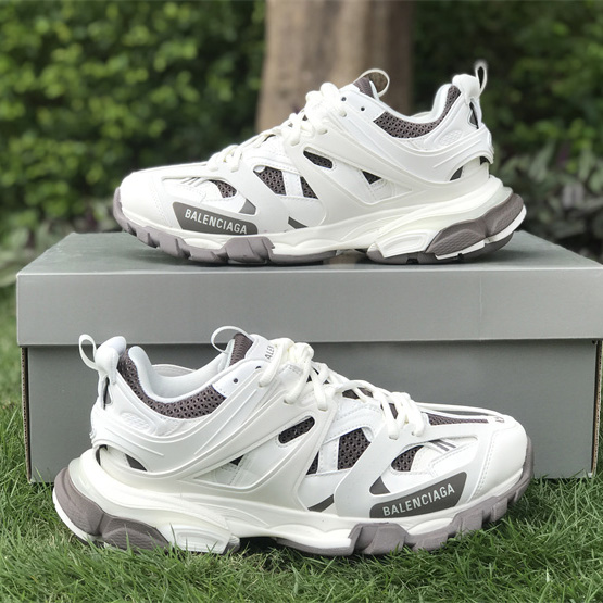 Balenciaga Track Sneaker In Off-White And Dark Grey Mesh And Nylon - PerfectKickZ