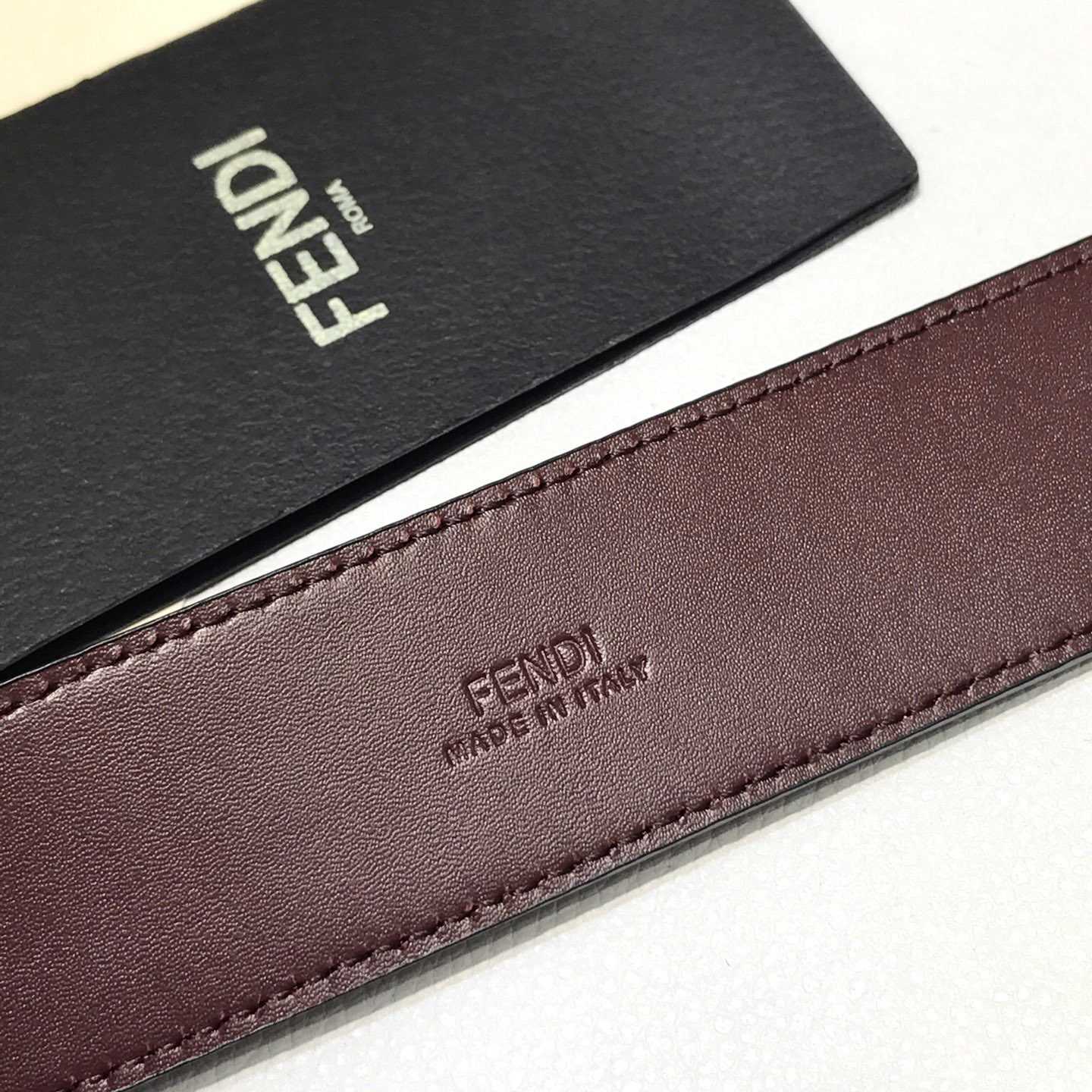 Fendi Edge Burgundy Leather Belt - PerfectKickZ